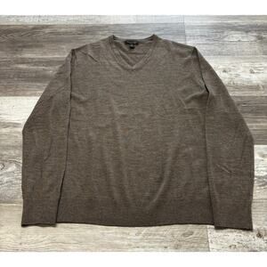 Banana Republic Earthy Brown Mens Large Merino Wool Long Sleeve V-Neck Sweater